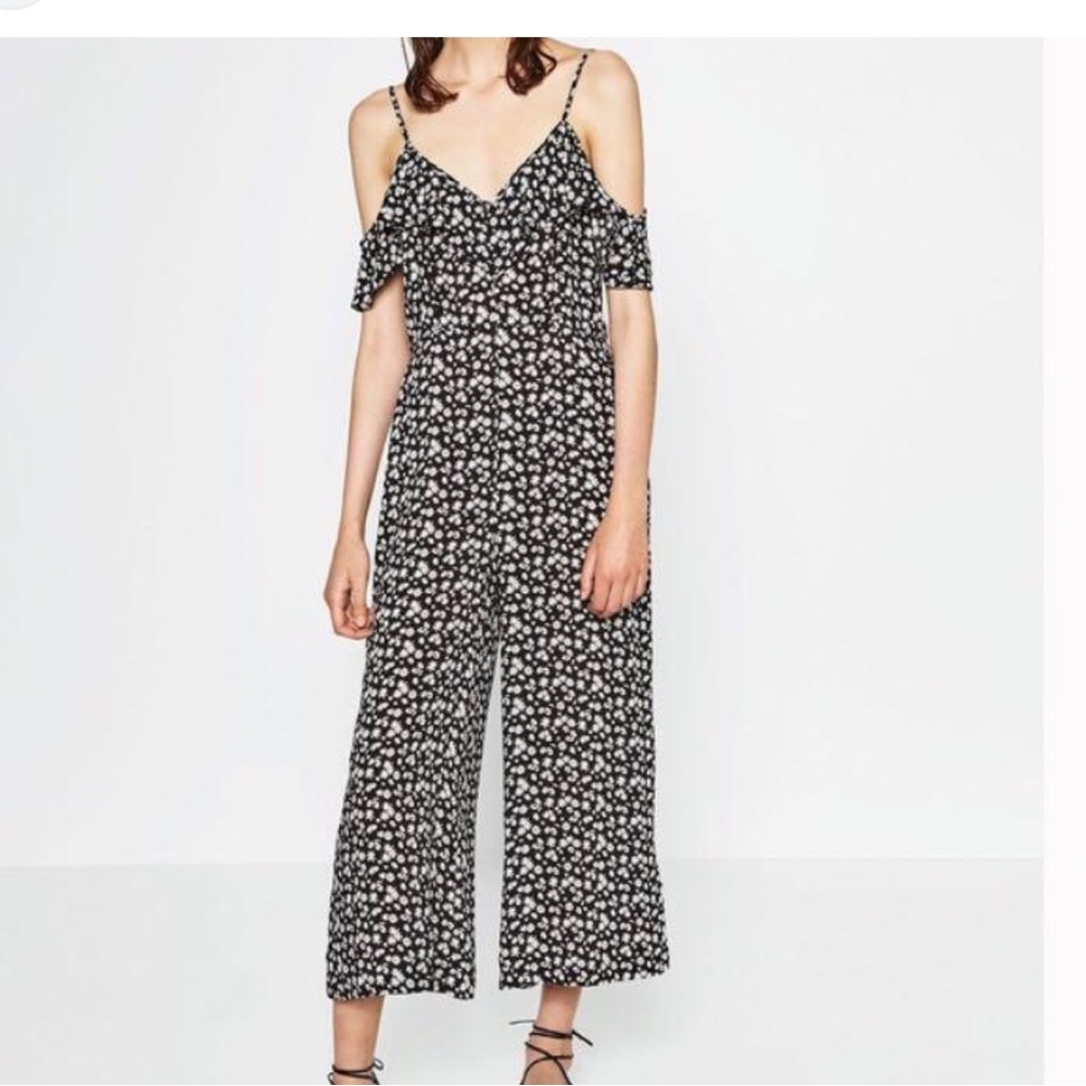 Zara Black/White Floral Jumpsuit